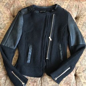 Fab’rik Brand Black Knit Vegan Leather Jacket